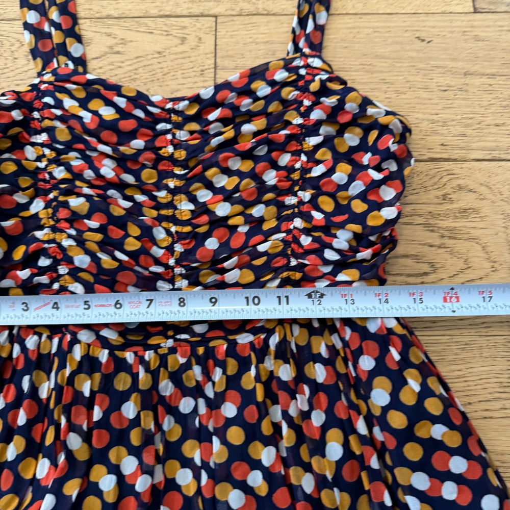Maeve Anthropologie Polka Dot Handkerchief Hem Midi Dress Navy‎ Size 8 (715) - Picture 7 of 10
